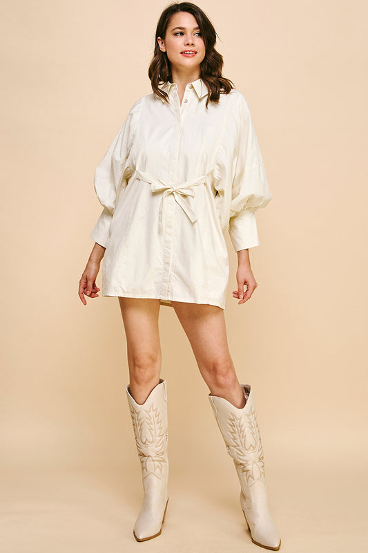 REMI245 - Statement Sleeve Mini Shirt Dress
