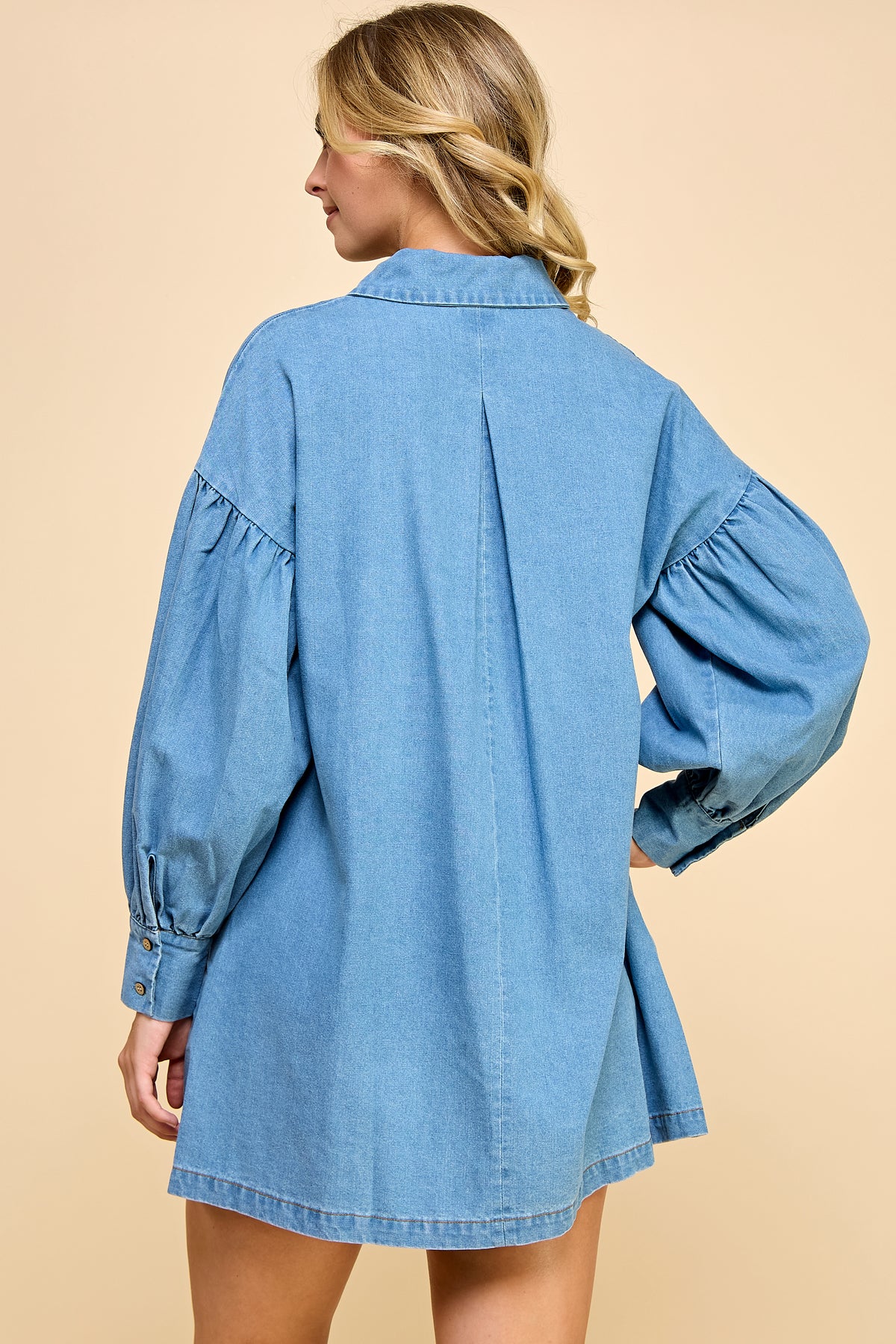 RD177 - Denim Scallop Mini Dress