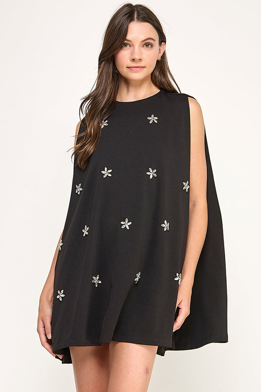 RD198 - Crystal Beaded Swing Mini Dress
