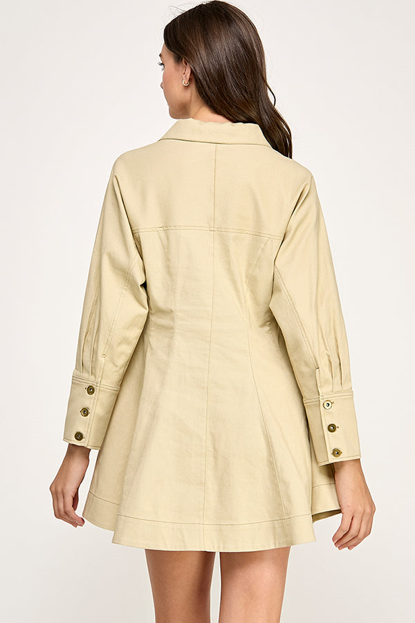 Twill Top St. Detail Mini Dress RD282