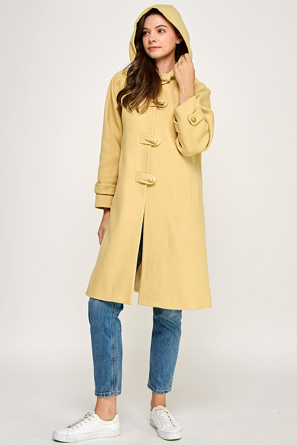 Sunny Yellow Hooded Duffle Coat RT174