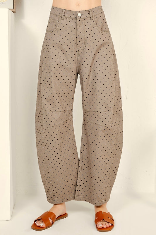 RP139 - Polka Dot Stretch Twill Barrel Pants