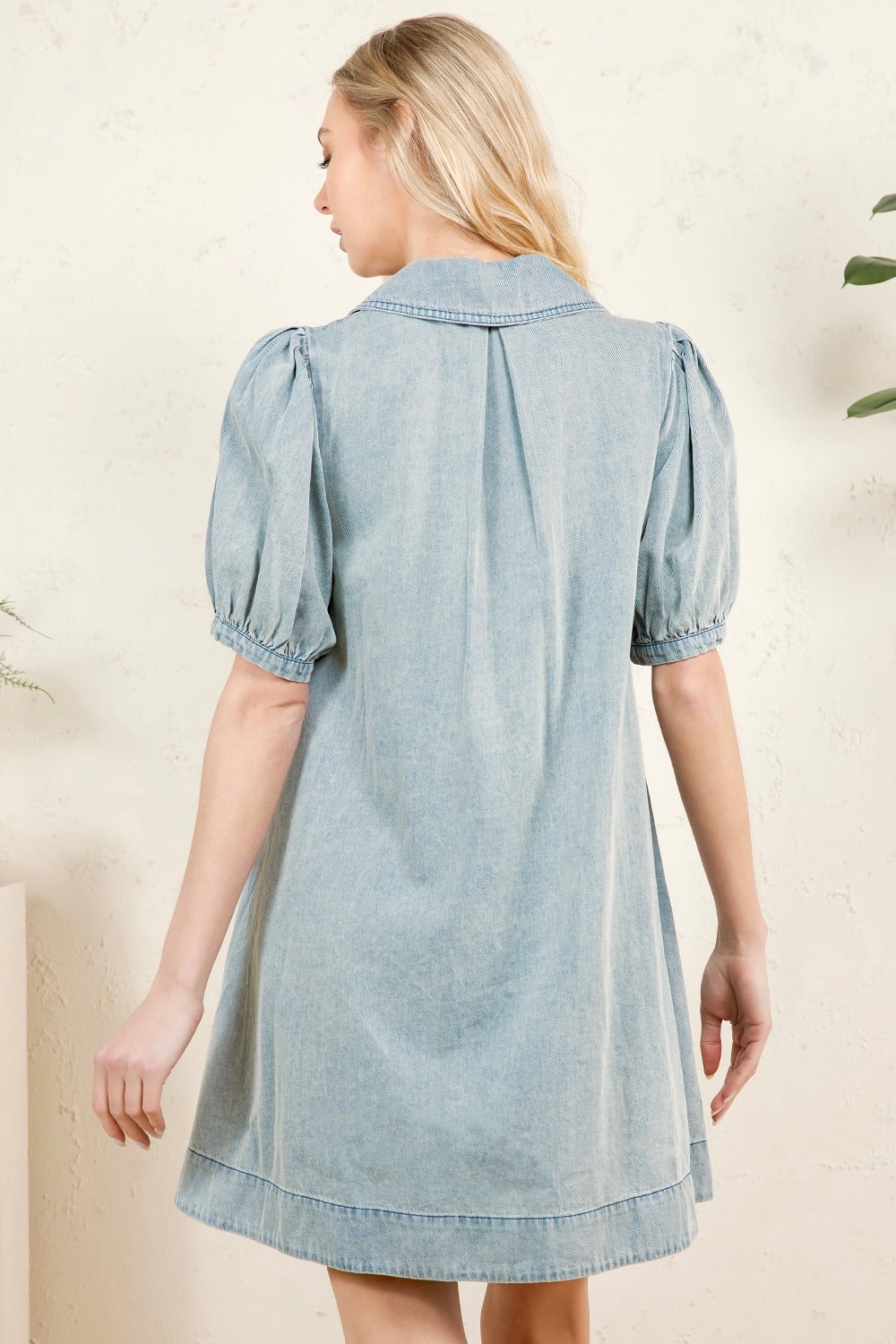 RD217 - Ruffle Short Sleeve Denim Mini Dress