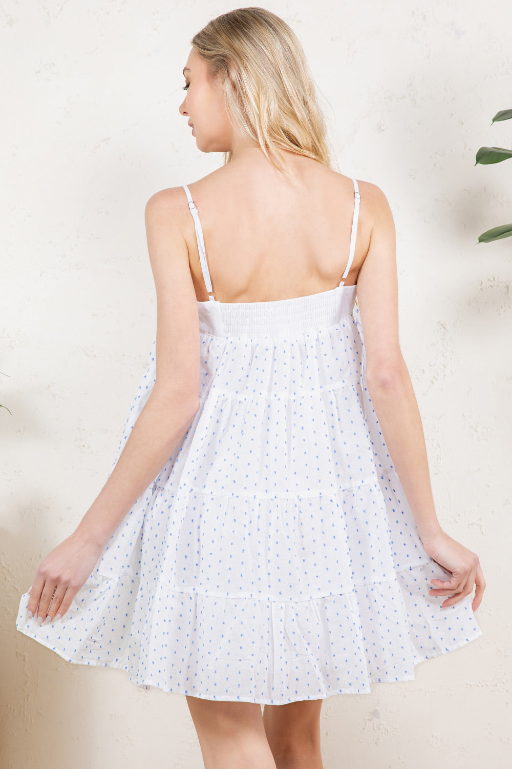 Ditsy Print Bow Front Tiered Babydoll Mini Dress RD250