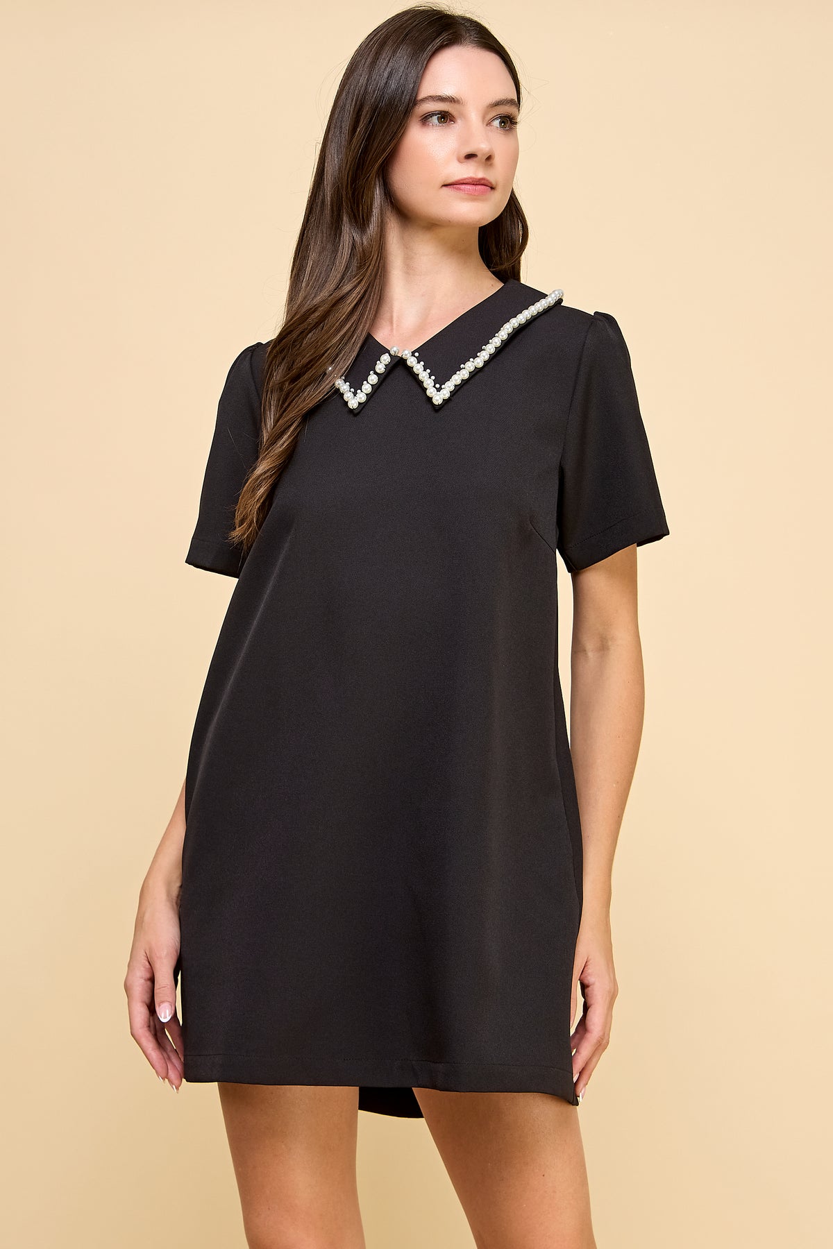 Embellished Peter Pan Collar Mini Dress with Pockets RD171