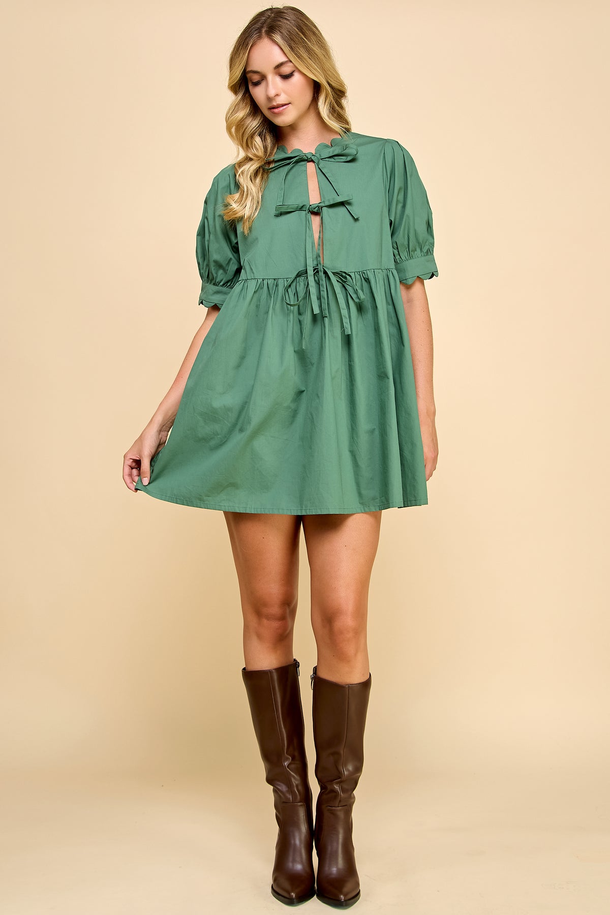 Scallop Detail Mini Dress
