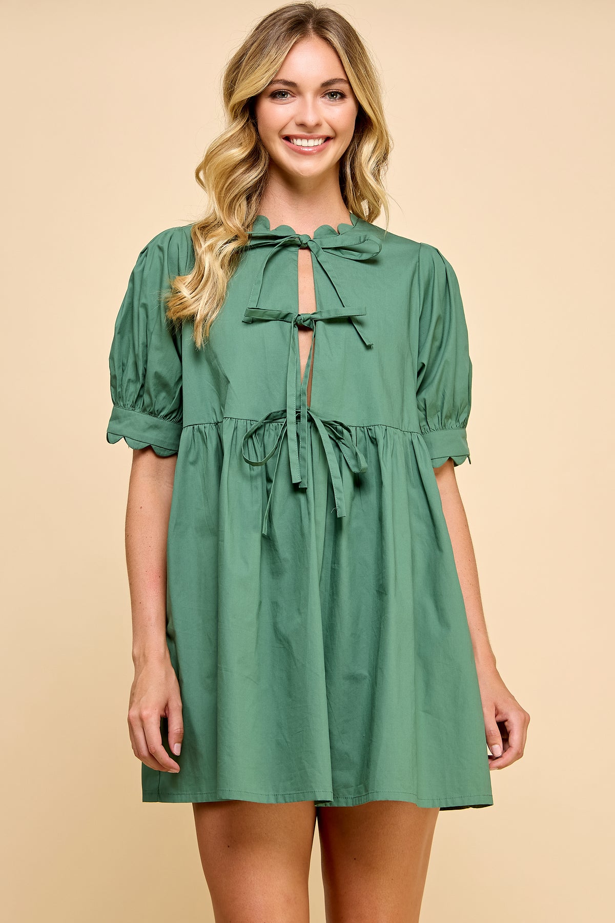 Scallop Detail Mini Dress