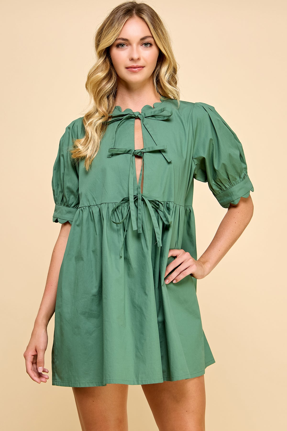 Scallop Detail Mini Dress