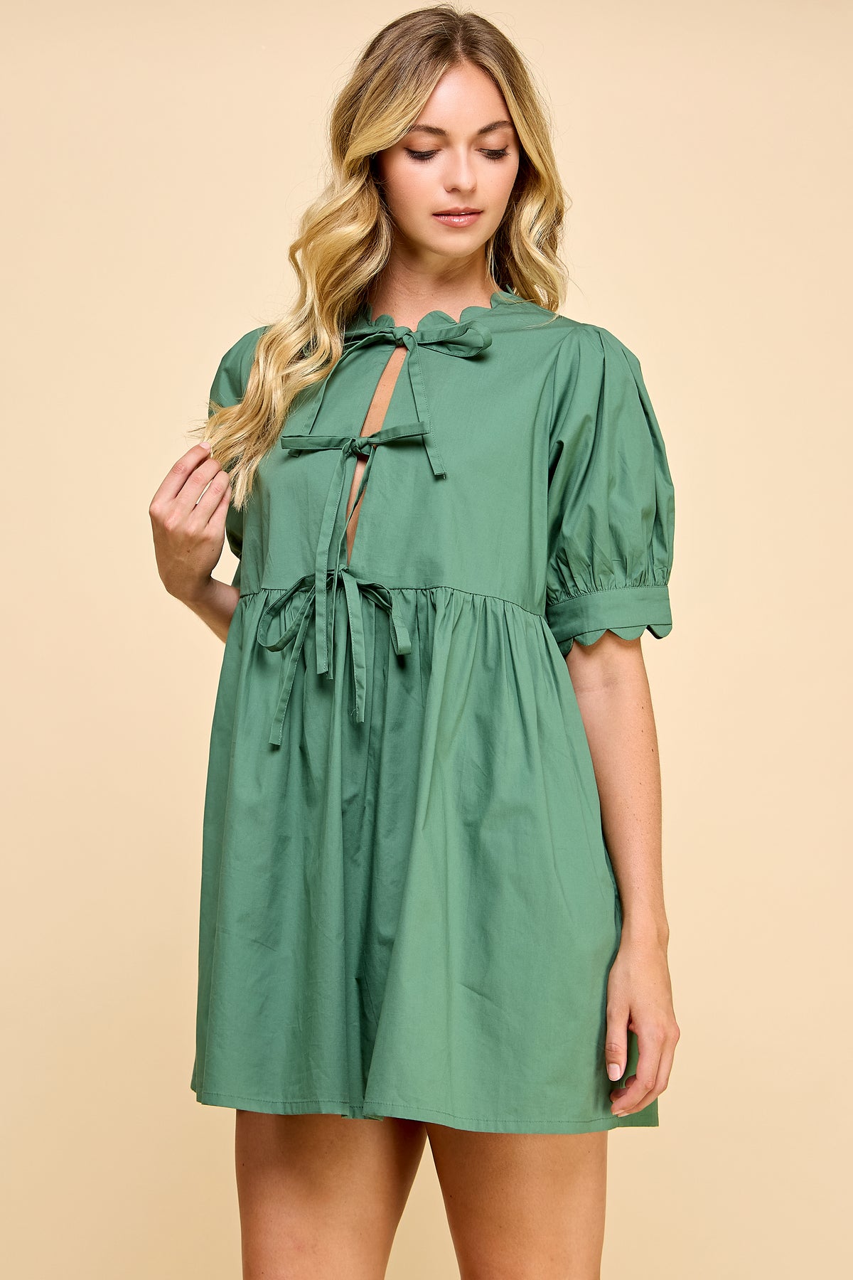 Scallop Detail Mini Dress