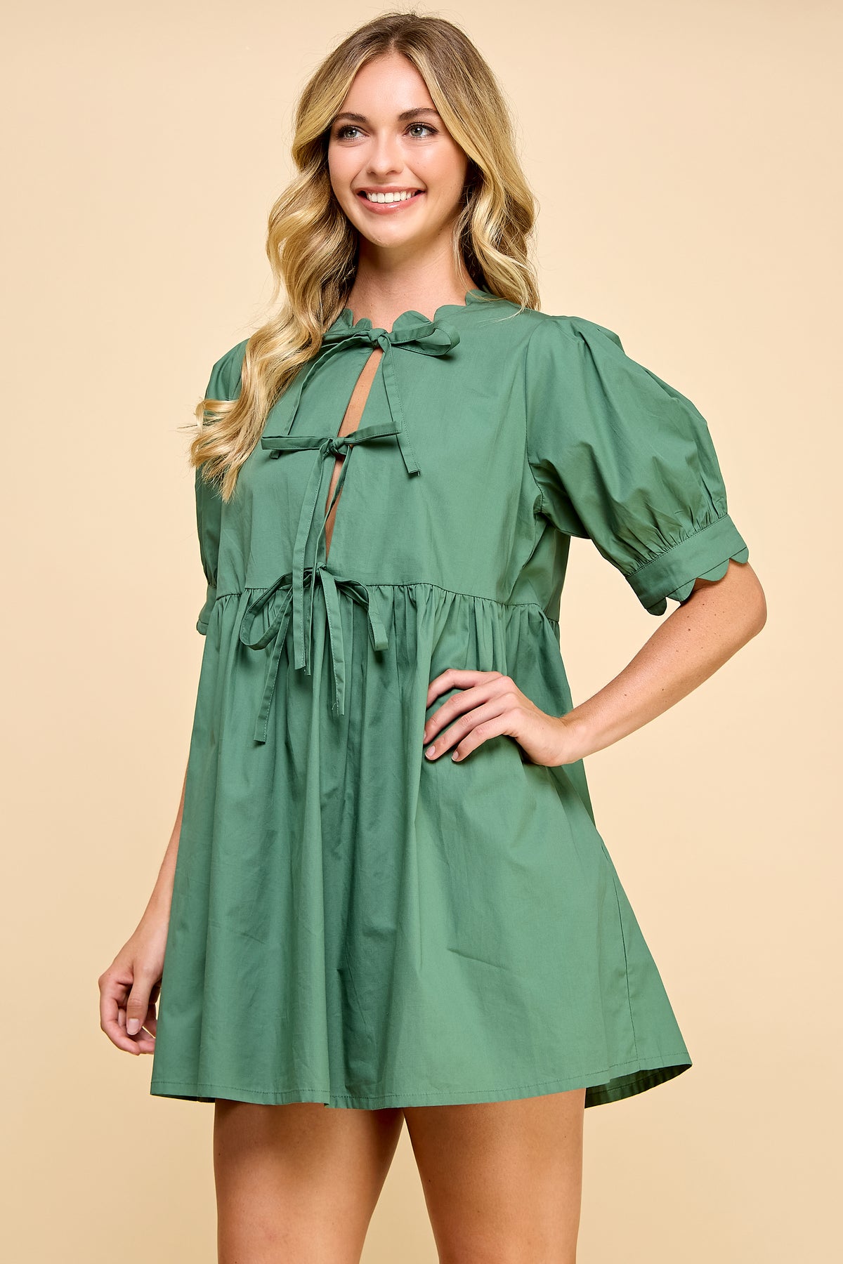 Scallop Detail Mini Dress