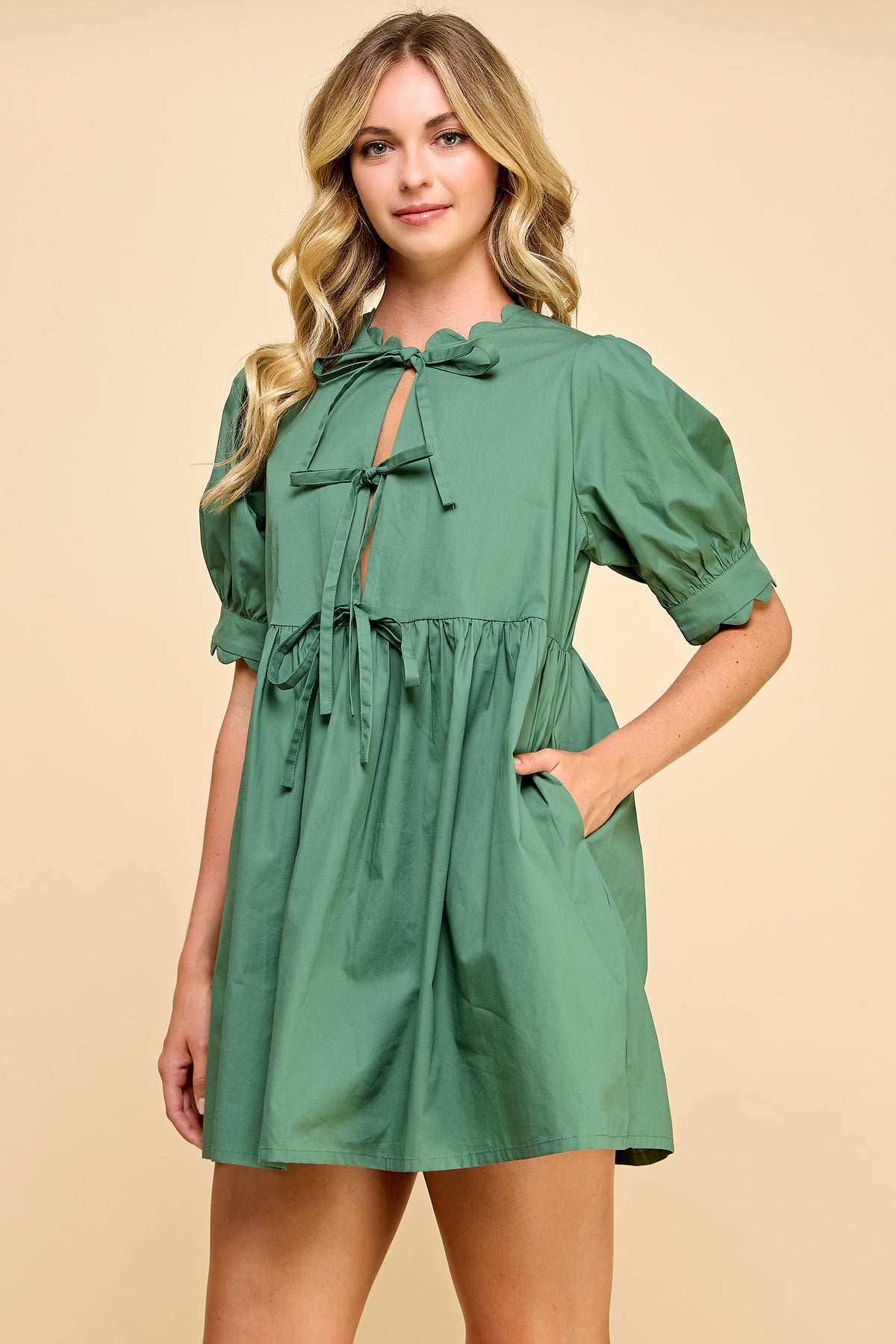 Scallop Detail Mini Dress