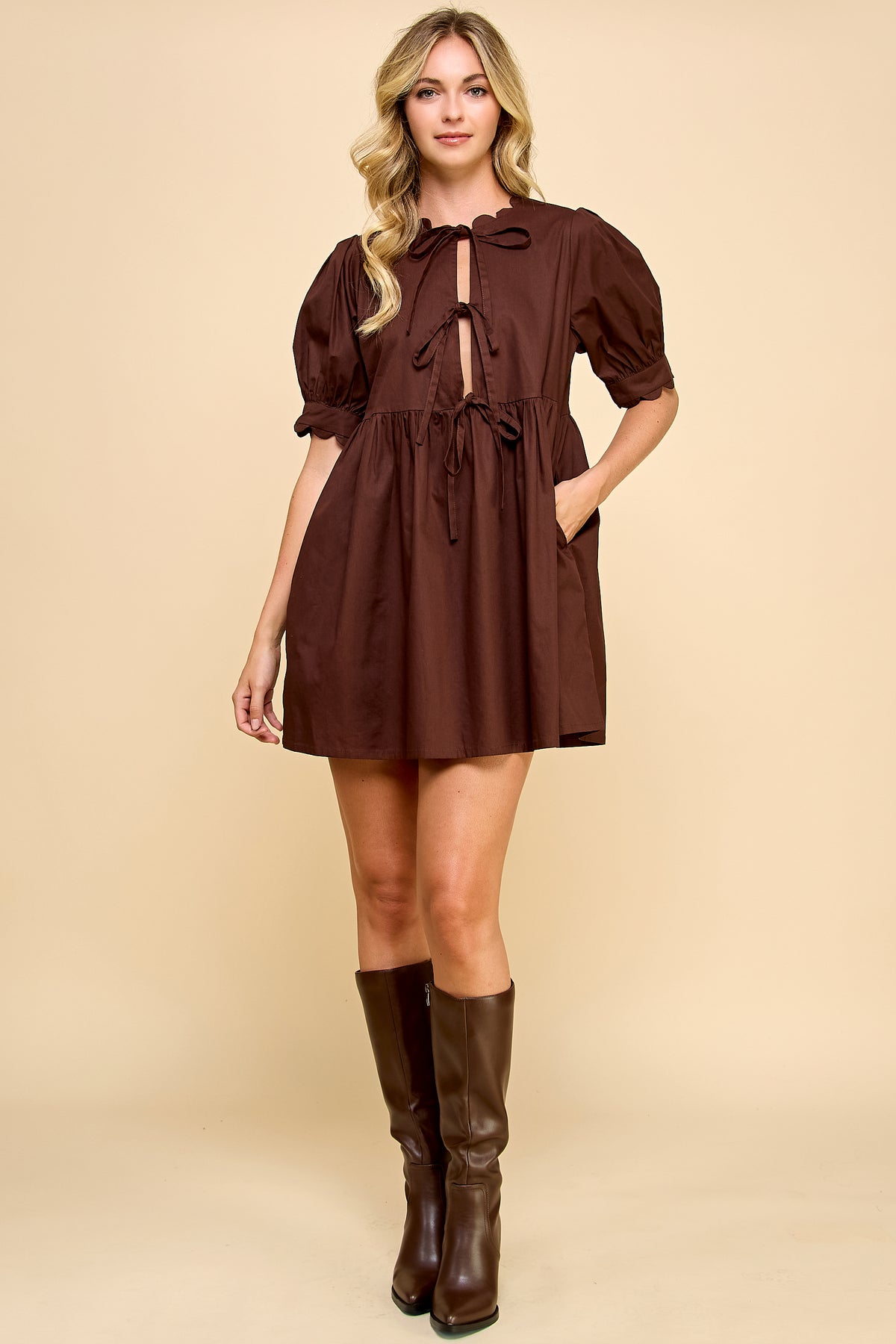 Scallop Detail Mini Dress