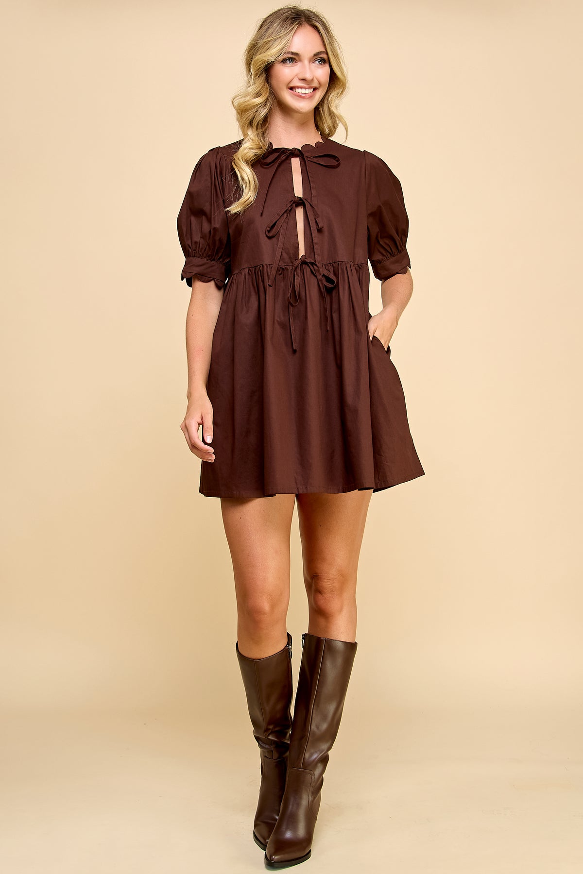 Scallop Detail Mini Dress