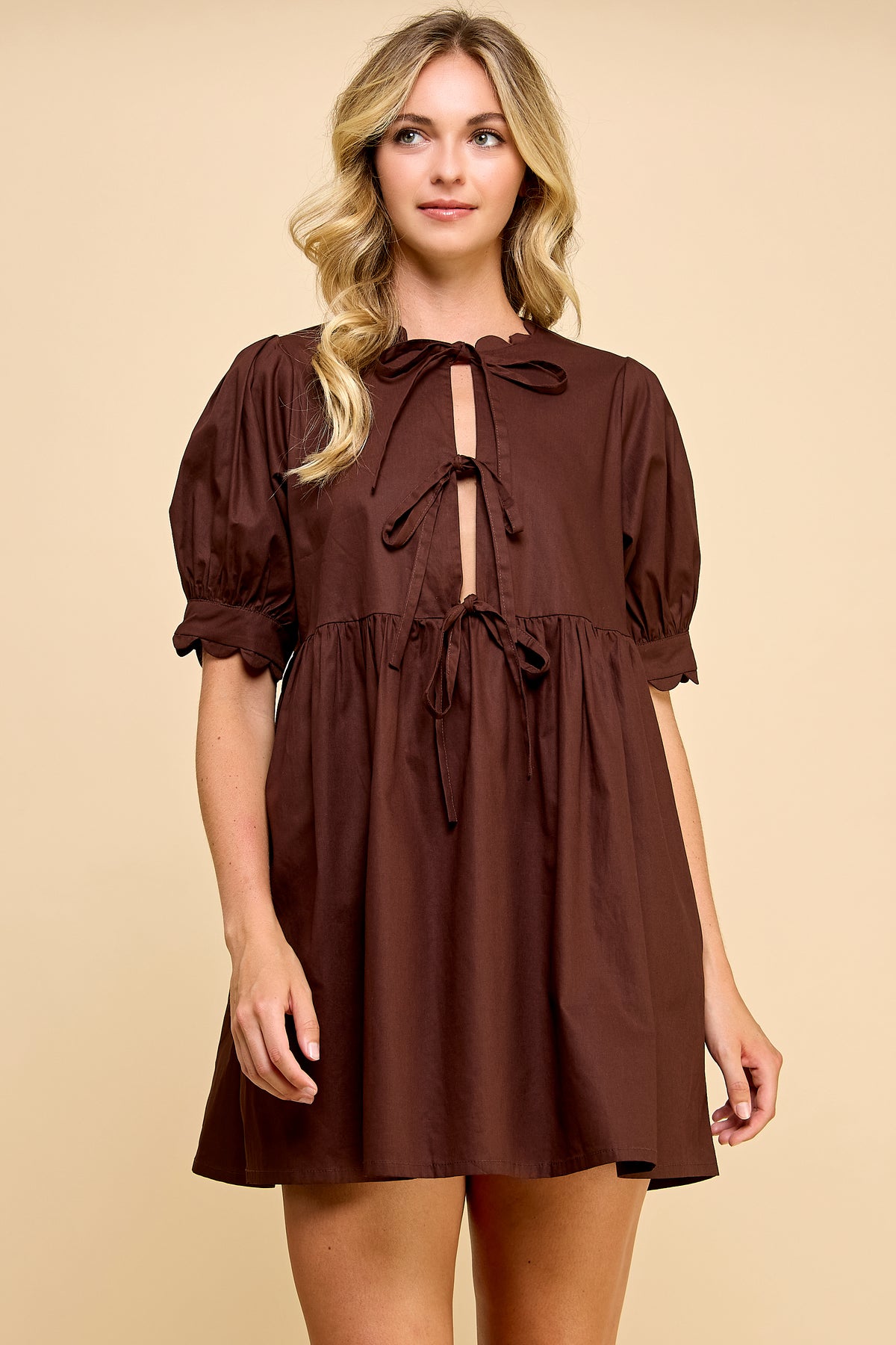 Scallop Detail Mini Dress