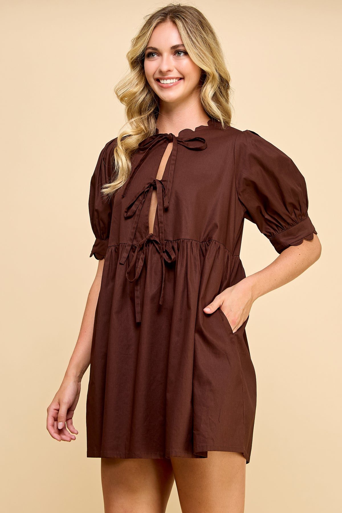 Scallop Detail Mini Dress