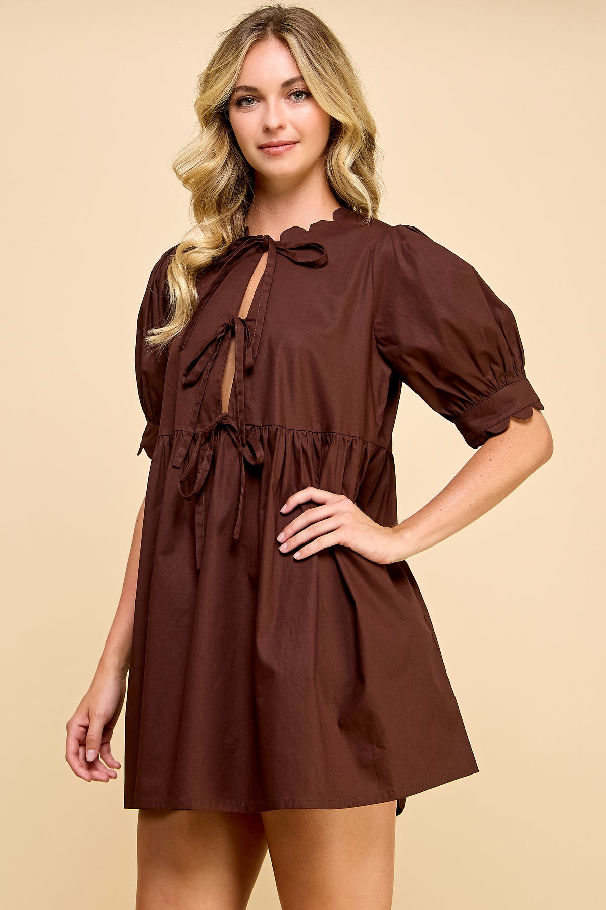 Scallop Detail Mini Dress