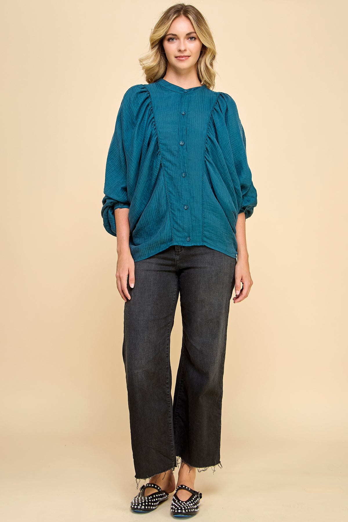 Big Sleeve Button Down Blouse RT129