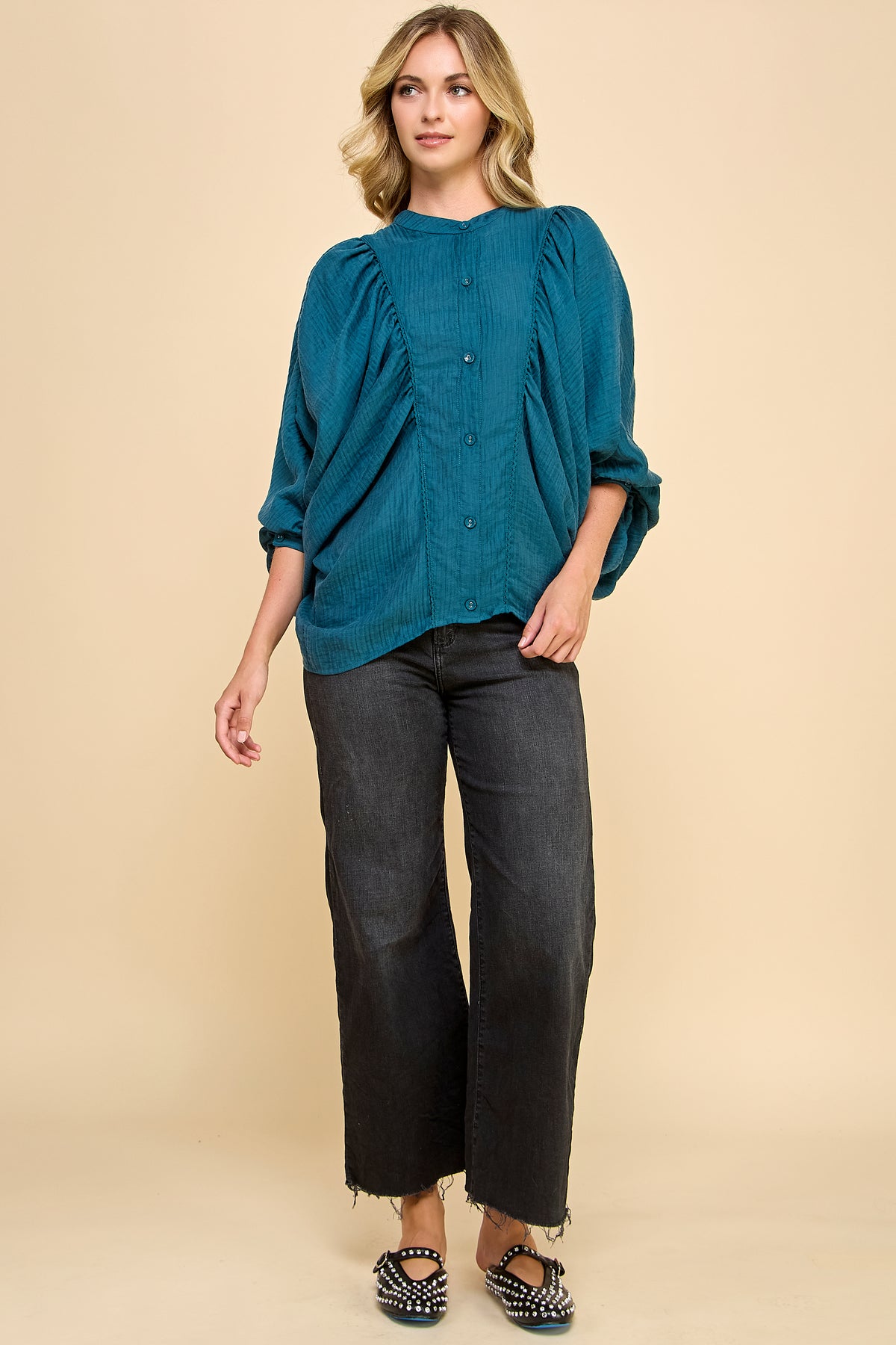 Big Sleeve Button Down Blouse RT129