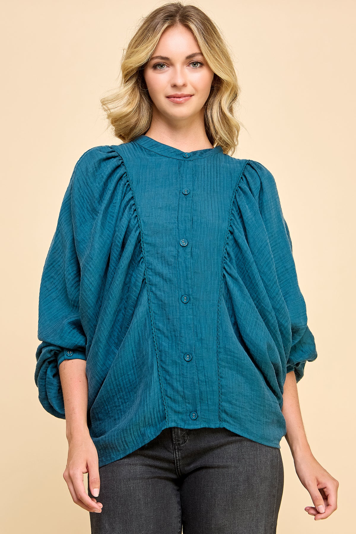 Big Sleeve Button Down Blouse RT129