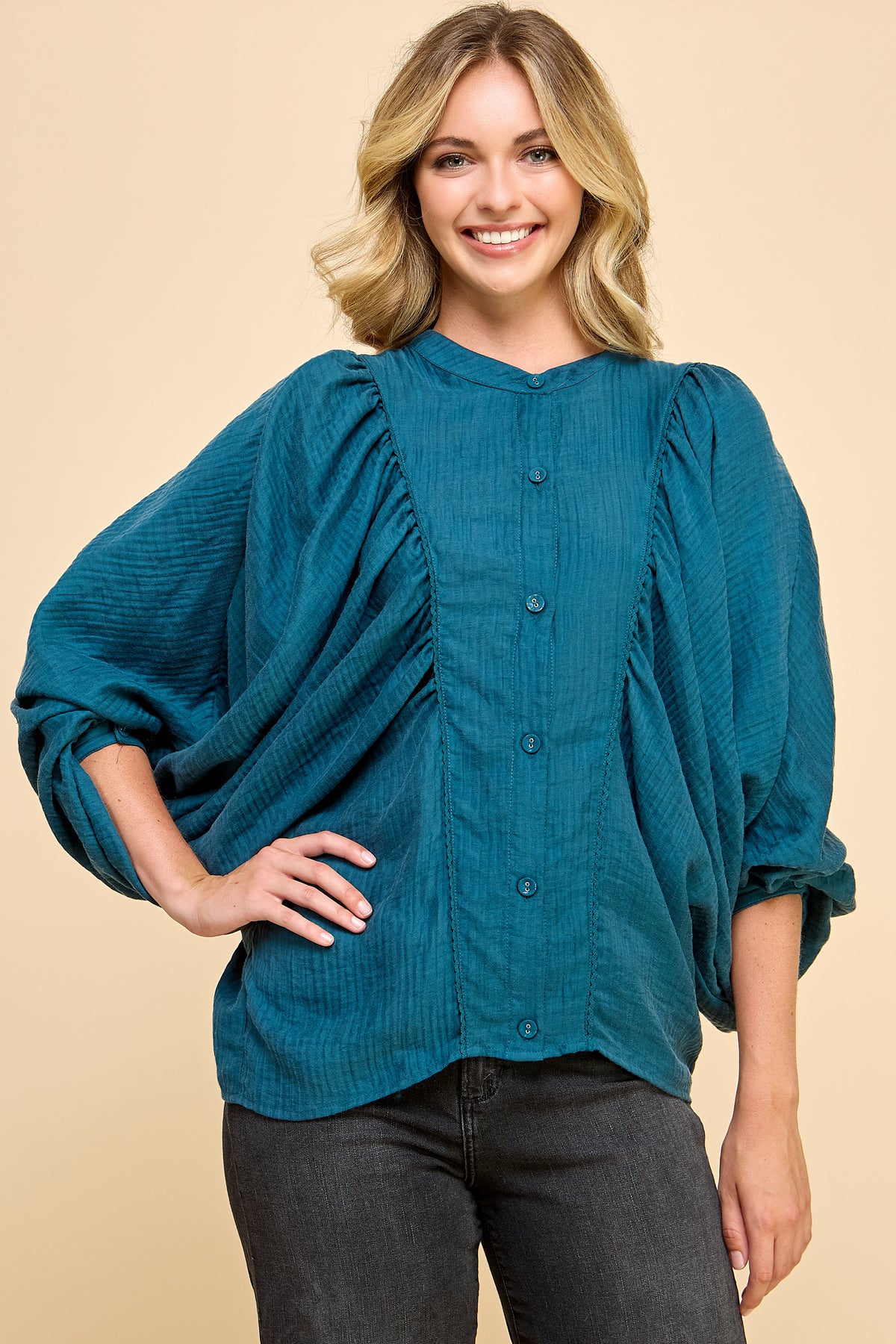 Big Sleeve Button Down Blouse RT129