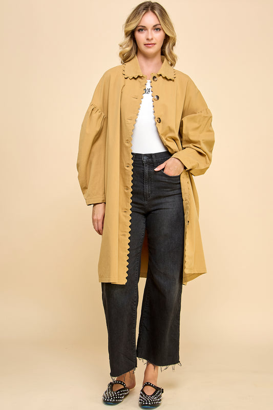 Scallop Detail Trench Coat