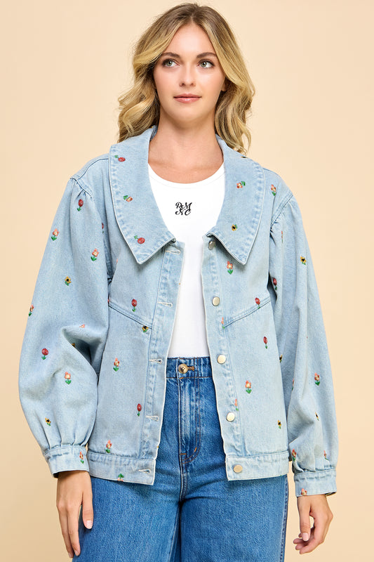 Embroidered Heavy Weight Denim Jacket