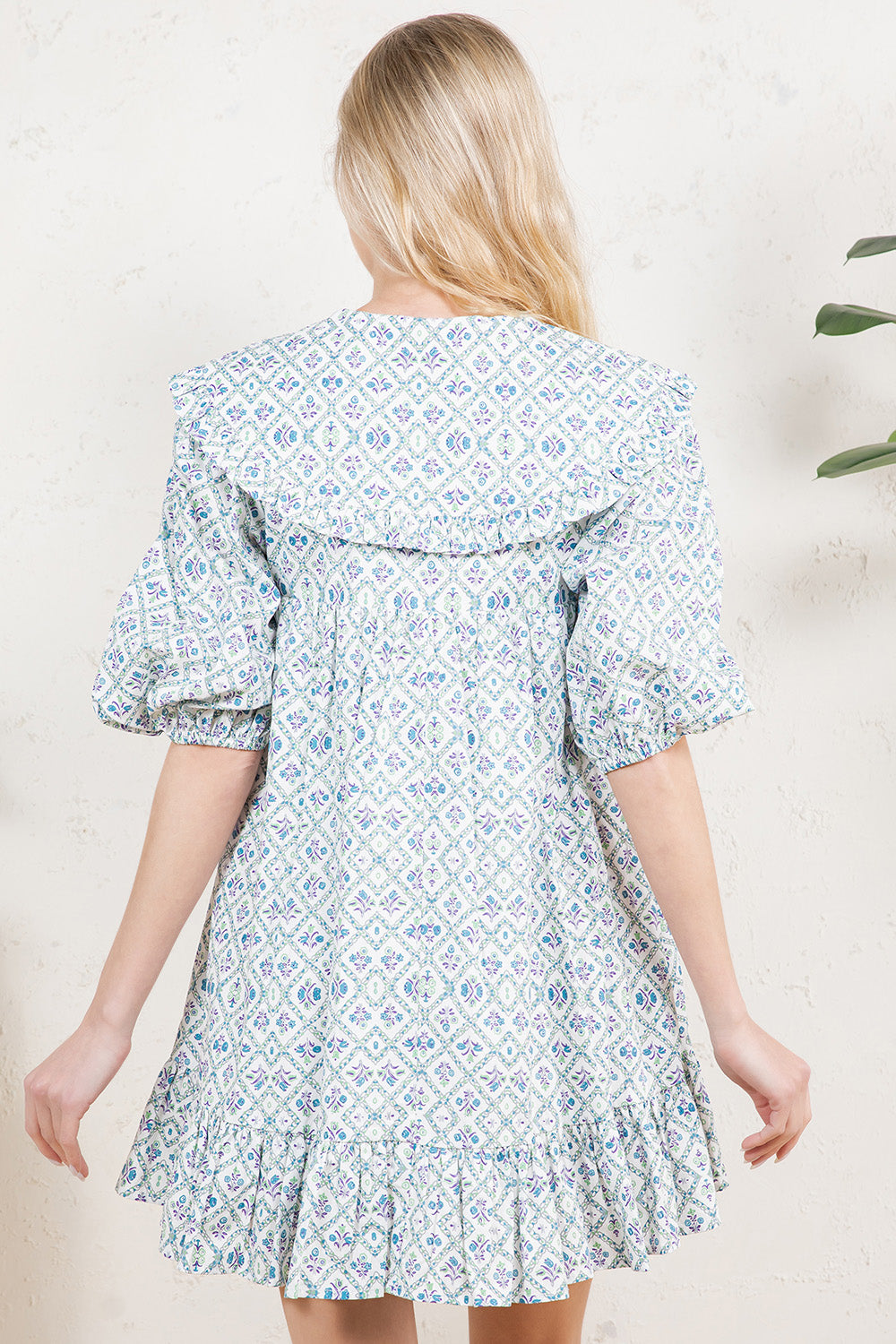 Vintage Ruffle - Collar Smock Mini Dress RD218