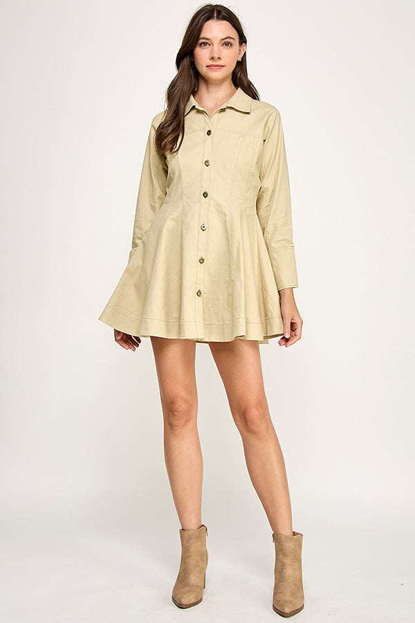 Twill Top St. Detail Mini Dress RD282