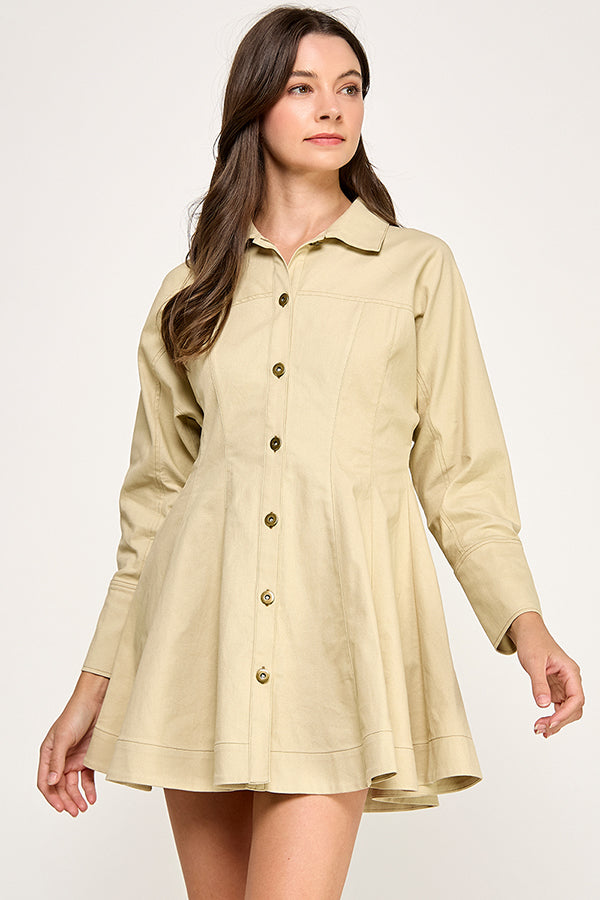 Twill Top St. Detail Mini Dress RD282