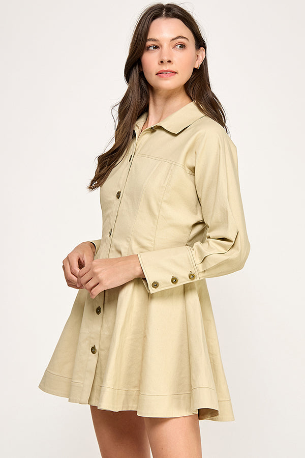 Twill Top St. Detail Mini Dress RD282