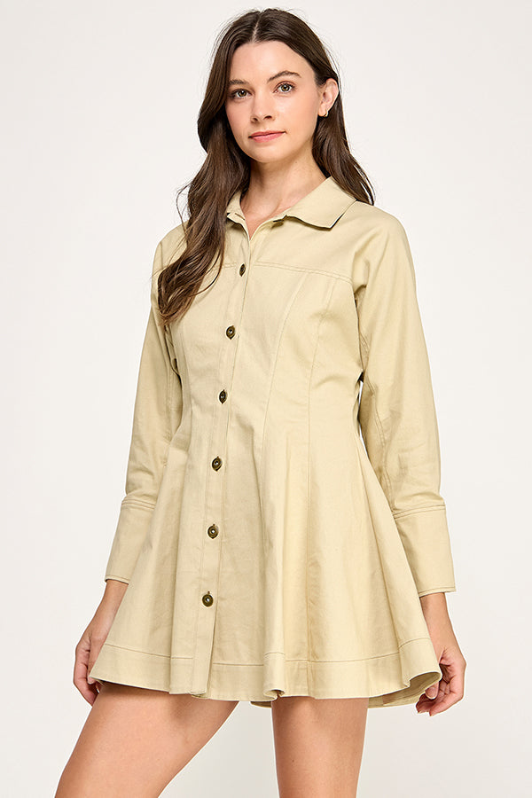 Twill Top St. Detail Mini Dress RD282