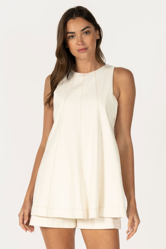 RD301- Flared Hem Mini Romper