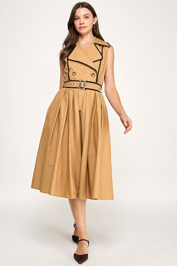 Pom Pom Trim Trench Dress RD308