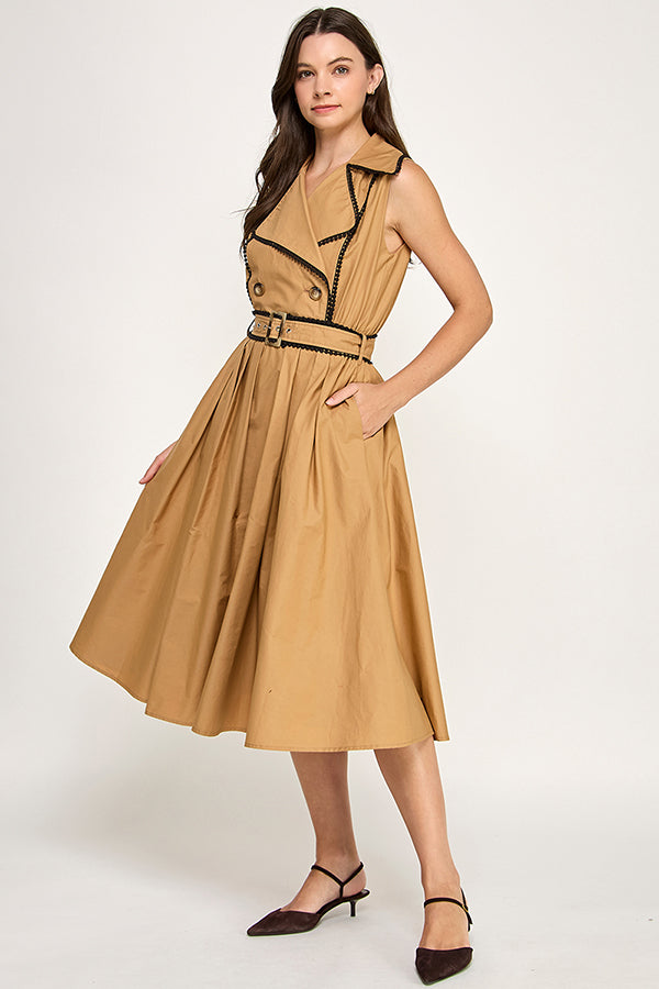 Pom Pom Trim Trench Dress RD308