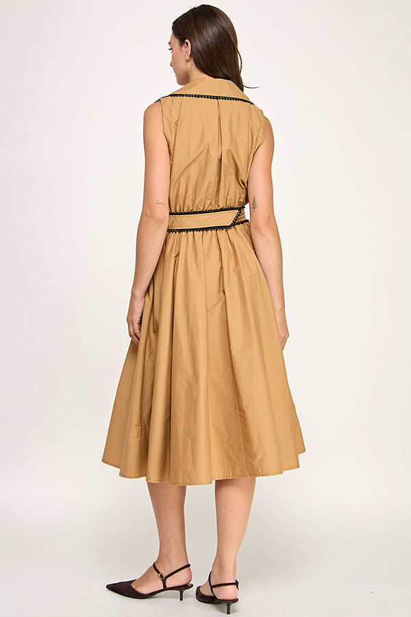 Pom Pom Trim Trench Dress RD308
