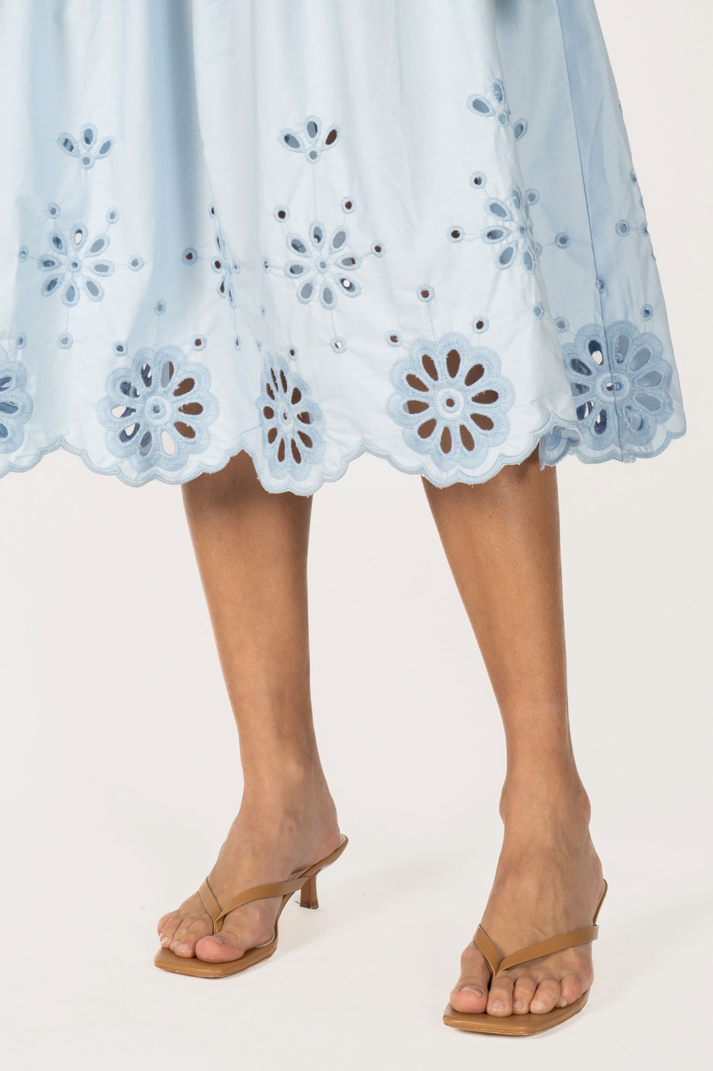 Sleeveless Eyelet Embroidered Hem Midi Dress RD316