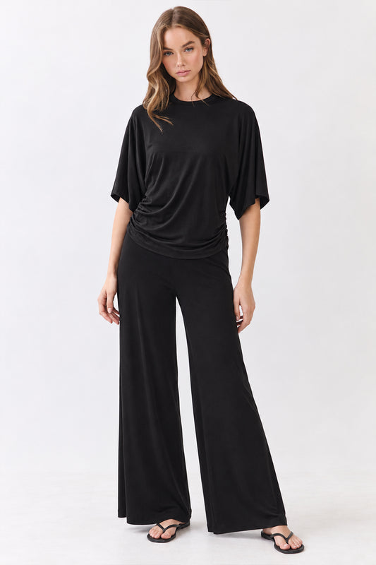 Cropped Side Ruched Top & Wide Pants SET RSET322