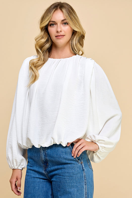 Ruched Bubble Long Sleeve Blouse
