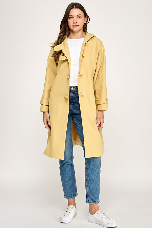 Sunny Yellow Hooded Duffle Coat RT174