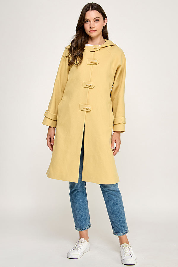 Sunny Yellow Hooded Duffle Coat RT174