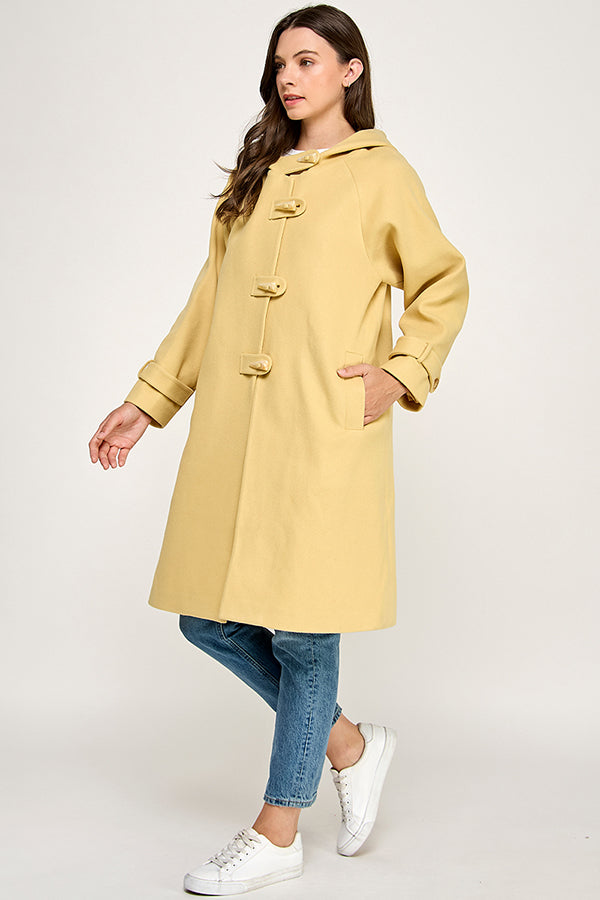 Sunny Yellow Hooded Duffle Coat RT174