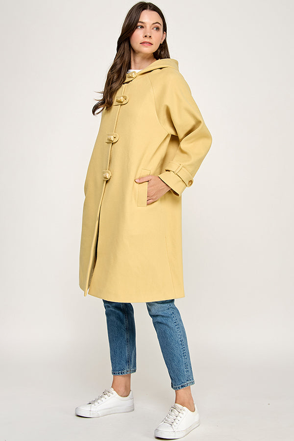 Sunny Yellow Hooded Duffle Coat RT174