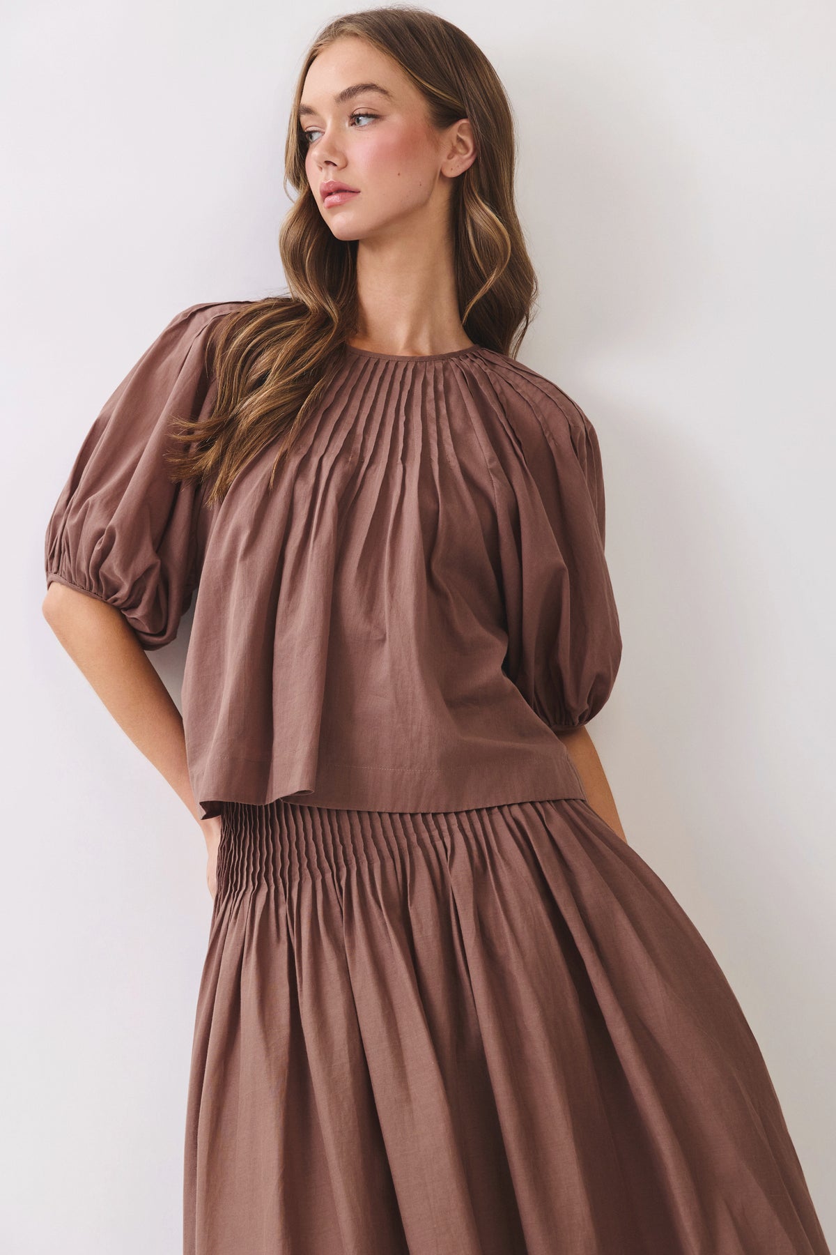 Pintuck Puff Sleeve Top Blouse RT186