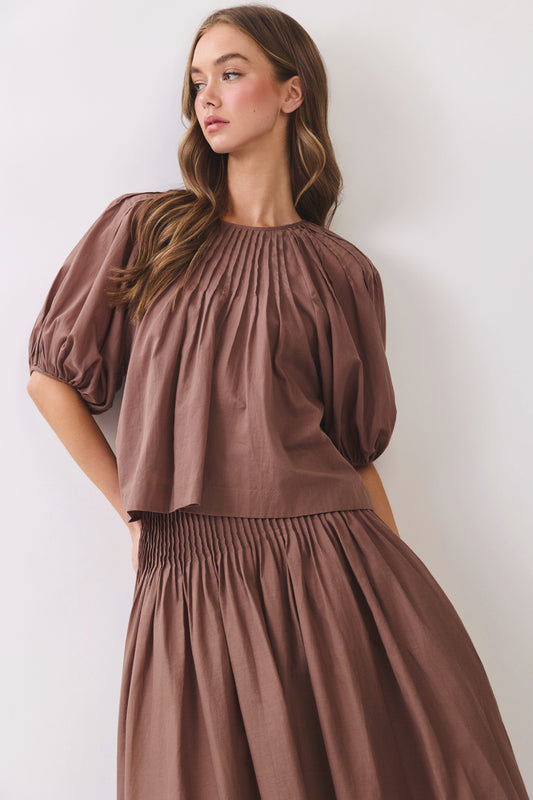 Pintuck Puff Sleeve Top Blouse RT186