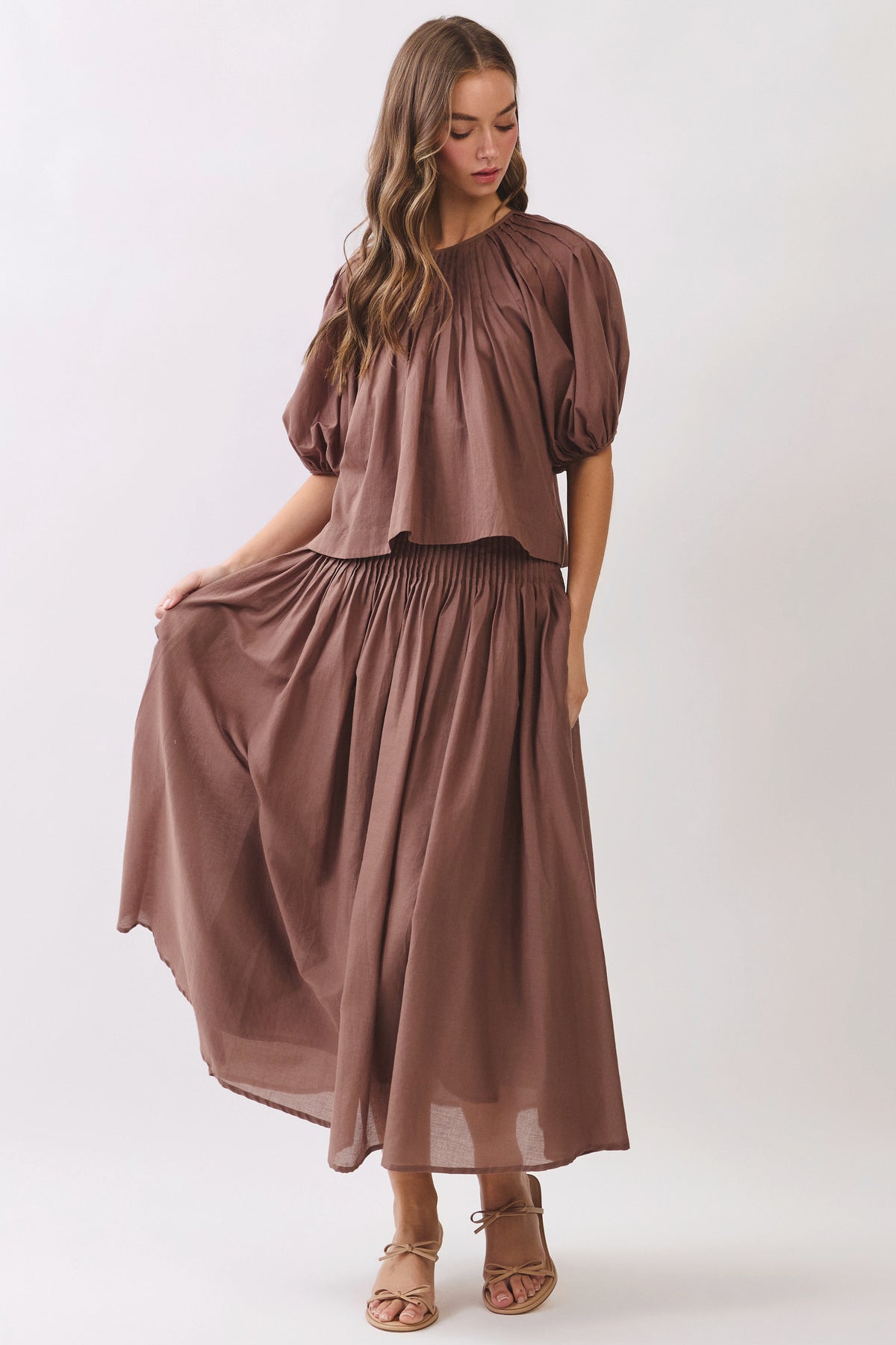 Pintuck Puff Sleeve Top Blouse RT186