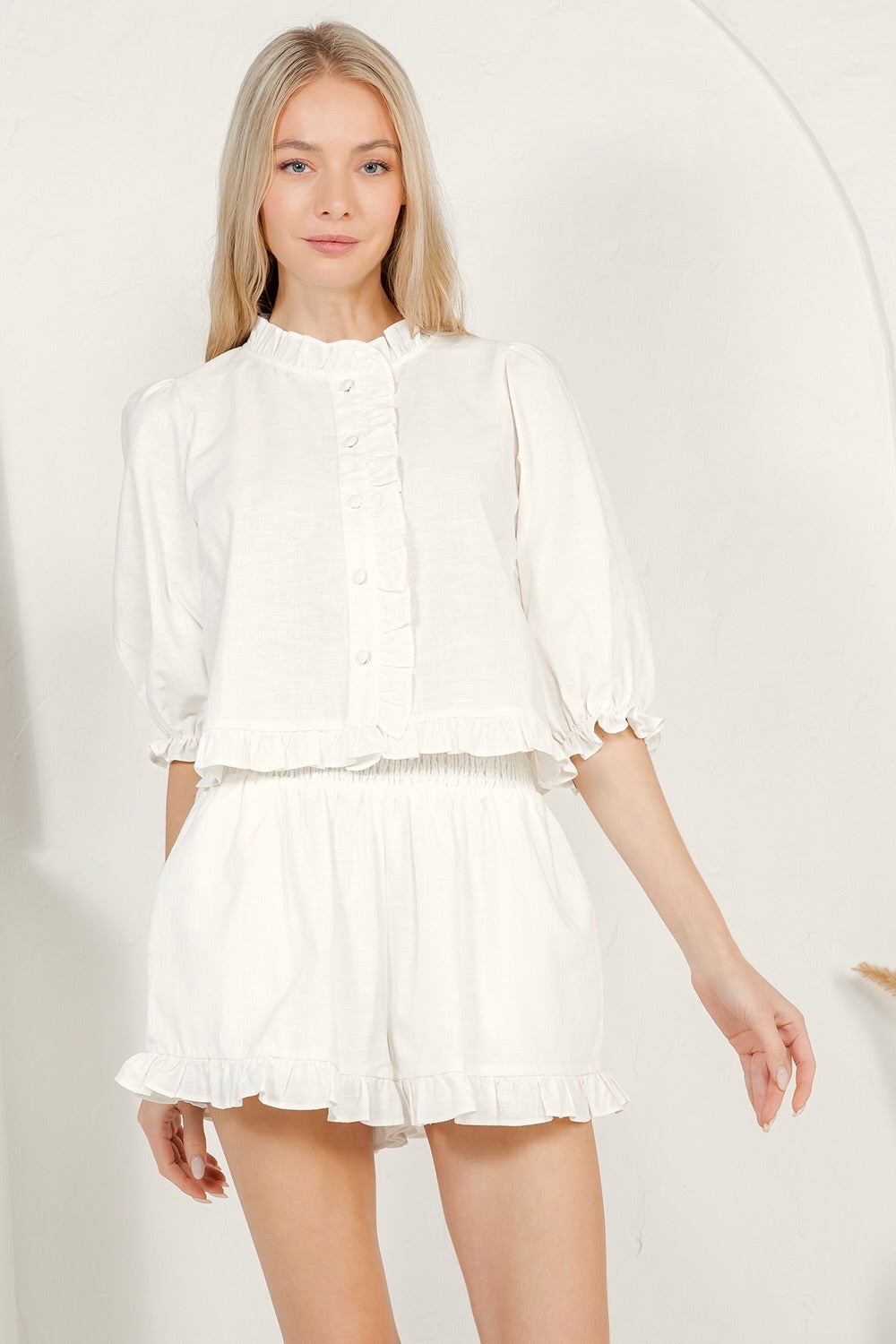 RT-158 Ruffle Crop Shirt
