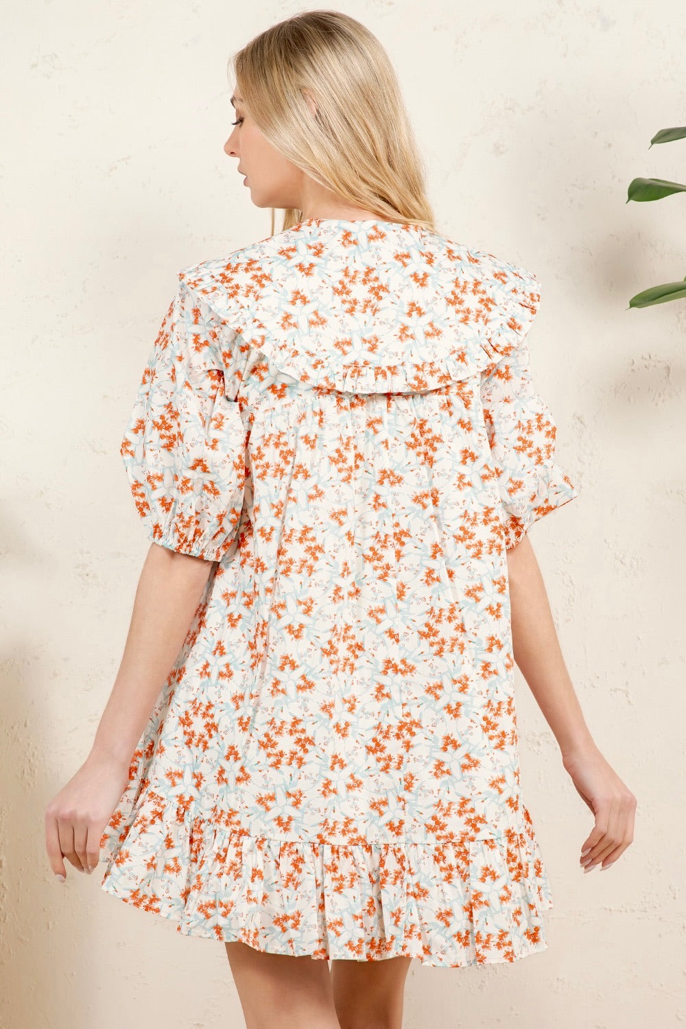 Vintage Ruffle - Collar Smock Mini Dress RD218
