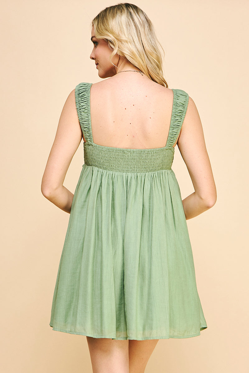 Smocked Sweetheart Babydoll Mini Dress REMI207